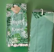 Fringed Tassel Hand Towels Tropical Palm Leaves Set Of 2 Bathroom Or Kitchen