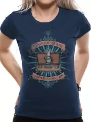 Fantastic Beasts Magic Wand Female Fitted Blue Official Licensed T-Shirt rowling
