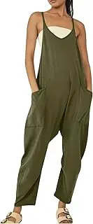 [Asskdan] Women Solid Color Buttons Loose V-Neck Short Sleeve Jumpsuits Rompers Overalls Holiday