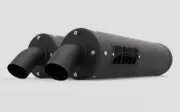 HMF Titan QS Blackout Dual Slip On Exhaust Pipe Polaris RZR XP Turbo