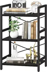 Bookshelf Small Book Shelf, Solid Industrial 3 Tier Shelf Bookcase, Short Book C