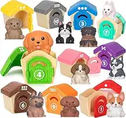 Aigybobo Learning Toys for Toddlers 1 2 3 Year Old, 20 Pcs Pet Dog Toys for Kids, Animal Counting Matching Sorting Fine Motor Educational Playset, Puppy Gifts for Baby Boys Girls Age 12-18 Months