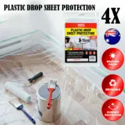 4x Drop Sheet Clear Plastic Reusable Strong Durable 6m x 4m Handy Hardware®