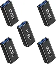 5Pack USB Female to Female Adapter, tunghey USB 3.0 Female to Type A Female 3.0 Cable Coupler for Connecting Two USB Male Ends Cord, Extension Connector (Black (Upgraded))