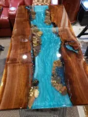 80"x40" Ocean Luxury Handcrafted Epoxy Dining Table Top in Walnut Furniture Deco