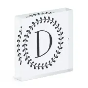 Letter D Floral Wreath Alphabet Acrylic Photo Block Frame Flowers