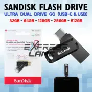 SanDisk flash drive go ultra dual USBC USB type c black memory stick Choose Size