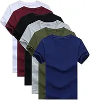 [keusyoi] 6Pcs/Lot Men Cotton T-Shirts Men's Solid Color Short Sleeve T-Shirt Plus Size Men's Undershirts