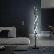 60 Inch Modern LED Spiral Floor Lamp, Black Contemporary Standing Light Corner Light 34W Dimmable Floor Lamps for Living Room Bedroom Office