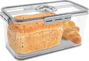 Bread Box for Kitchen Countertop Airtight Bread Container Time Recording Bread Storage Container with Lid Food Grade Bread Keeper box with Air Valve Bread Loaf Keeper for Bun Bagel Sandwich