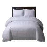 Luxury Duvet Doona Quilt Cover Set Silk Satin D/Q/K/SK - Striped White
