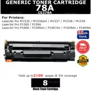 8 Generic Toner CE278A 78A For HP LaserJet Pro P1566 P1606dn M1536dnf M1538 MFP