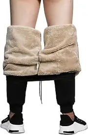 [MANLUODANNI] Men's Winter Fleece Sweatpants Sherpa Lined Pants Active Drawstring Jogger Trousers