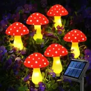 Solar Mushroom Fairy String Lights LED Outdoor Garden Ornament Statues Yard Deco
