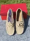Aerosoles Shoes Womens 8.5 M Soft Drink Moccasins Lace Up Comfort Beige Fabric