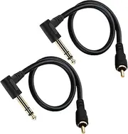 Right Angle 1/4" TRS to RCA Male Cable,RCA to 6.35mm TRS Audio Cable, 12-Inch Right Angle Adapter, 2-Pack, Universal Compatibility for Speakers, Mixers, Instruments