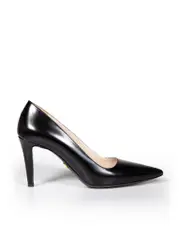 Black Leather Pointed-Toe Pumps