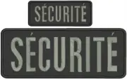 securite embroidery Patches 4x10 and 2x5 hook ON BACK Grey Letters