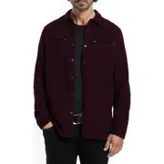 John Varvatos Dario Cotton Snap-Up Shirt in Dark Plum at Nordstrom, Size X-Large