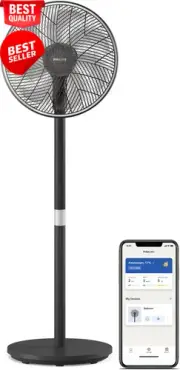 Smart Pedestal Fan 3000 Ultra-Quiet 19dB with AppControl,12H Timer,TiltableBlack