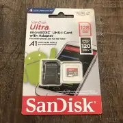 SanDisk 128GB Ultra microSDXC UHS-I Memory Card w/Adapter 120MB