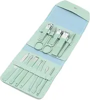 Manicure 4/7/12/16Pieces Nail Clipper Suit Nail Scissors Pedicure Cutter Stainless Steel Eagle Hook Portable Trimming Set,12PCS,Green