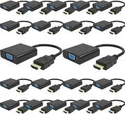 HDMI to VGA Adapter, Gold-Plated HDMI to VGA Converter (Male to Female) Compatible with Computer, Desktop, Laptop, PC, Monitor, Projector, HDTV, Chromebook, Raspberry Pi, Roku, Xbox and More (20PCS)