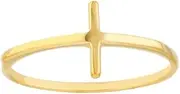 [JewelryWeb] 14ct Yellow Gold Side ways Small High Polished Religious Faith Cross Ring Jewelry Gifts for Women - Ring Size Options Range: L to P