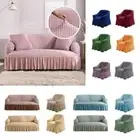 Sofa Cover Thick Ruffled Seersucker Elastic Corner Couch Cover 1/2/3/4 Seater