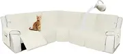 [Arfntevss] Recliner Sectional Couch Covers 1OO% Waterproof L Shape Sofa Cover for Reclining L Shaped Sectional Slipcover for Dog Washable Corner Non Slip Furniture Protector (5 Seater, Cream White)