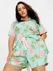 NWT - PETER ALEXANDER Blooming Rose Satin PJ Shorts -size 2+ (20/22)- RRP $69.95