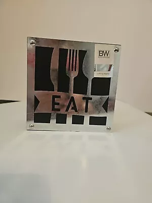 Black & Silver Napkin Holder for Table - Modern Dining Table Décor "EAT"