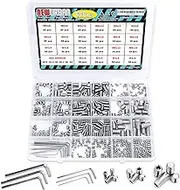 NEWURBAN - 666 pcs M2 M3 M4 M5 M6 M8 - Hex Allen Head Socket Screw Bolts Assortment Kit - 304 Stainless Steel Metric Grub Internal Screws Set - Hex Drive Cup-Point Screws with 6 pcs Hex Wrenches