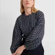 club monaco striped dolman front button top blouse XS NWT