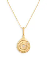 Harakh Lotus Pendant with Diamonds in 18K Yellow Gold, 0.02 tcw
