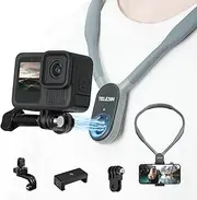 TELESIN Plus Magnetic Neck Mount for Go Pro Phone Holder, Quick Release POV Video Vlog Flexible Angle Necklace Holder for GoPro Hero 13 12 11 10 9 Insta360 X5 X4 X3 DJI Action 3 4 5 Pro iPhone Android