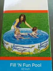 Bestway Ocean Life Fill n Fun Splash & Play 60" Kids Swimming Pool Ridged Walls