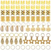 70pcs Metal African Hair Rings Beads Cuffs Tubes Charms Dreadlock Braids J/D6