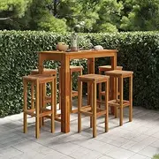 Bar Chair with Square Seat, Balcony Furniture with Table, 7 Piece Garden Bar Set for Porch, Poolside, Deck, Garden, Easy Assemble, 120 x 60 x 105 cm