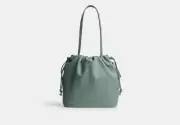 Coach Outlet Faye Drawstring Tote Bag CV947 IMO4Q Sage Smooth Leather