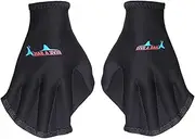 Swim Gloves - Swimming Gloves Aqua Fit Swim Training Gloves | Neoprene Thermal Water Gloves Webbed Fitness Training Swim Gloves for Diving, Black.