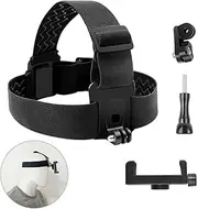 Head Strap Cap Clip Strap Mount with Phone Clip, 1Pc Phone Chest Mount Harness Head Strap Clip Holder, Head-Mounted Mobile Phone Holder, Mobile Phone Harness Mount Head Strap Holder Kit for Hands-Free