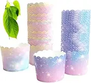 Party Cupcake Cups, Cupcake Liners, CuiCanfla 100 Pcs Rainbow Muffin Cupcake Paper Cups Baking Muffin Box Cup Case Party Tray Cake Decor Tool Birthday Party Decor for Wedding Birthday Party