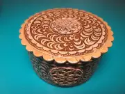 3" Russian BIRCH BARK Jewelry Trinket Box Layered CHURCH Cathedral Christian