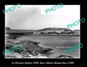 OLD 8x6 HISTORIC PHOTO OF LA PEROUSE NSW VIEW OF BARE ISLAND BOTANY BAY c1900