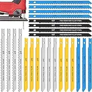 U-Shank Jig Saw Blade Set High Carbon Steel Assorted Saw Blades Sharp Fast Cut Down Jigsaw Blade for Wood Metal Plastic Cutting (24Pcs)