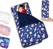 Toddler Sleeping Bag, Unicorns, Spaceship, Dinosaur, Butterfly Toddler Nap Mat for Daycare or Preschool, Extra Large Kids Nap Mats with Pillow & Blanket