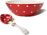 RESVUGA Mushroom 5.8'' Salad Bowls - Matt Ceramics Soup Bowls, Pair with Cute Mushroom Spoon- Use for Noodles, Rice, Soup & More.