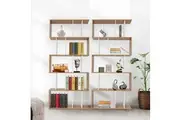 Set of 2 Bookshelf Display Shelf 5 Tier Ladder Stand Book Rack Bookcase Oak