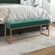 Dark Green Velvet Bench 110x36x45 cm: Luxurious Seating, Foam Padding, Elegant Entryway or Bed End Bench, Soft Touch Velvet, Stylish Furniture Piece